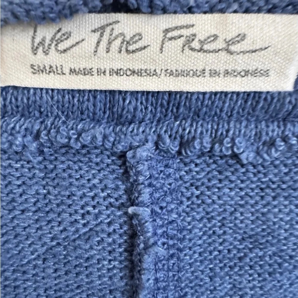 Free People We The Free Blue On The Run Henley Thick Knit Top Size S